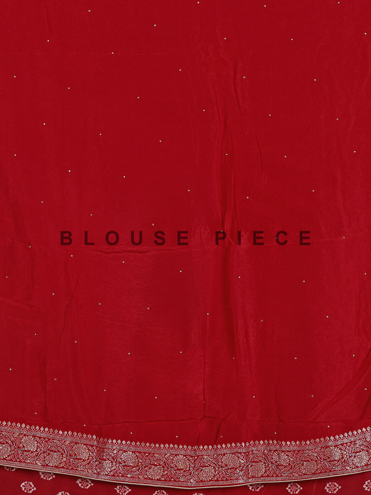 Red dola silk saree with stone zari butti work