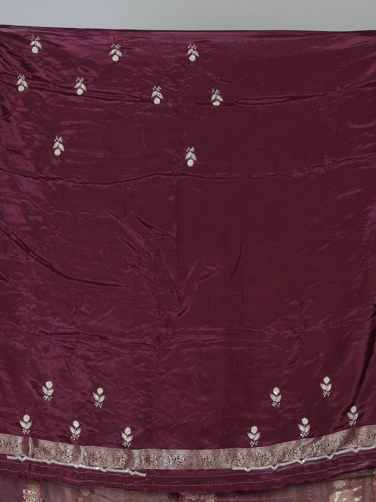 Wine dola silk elegant festive designer saree