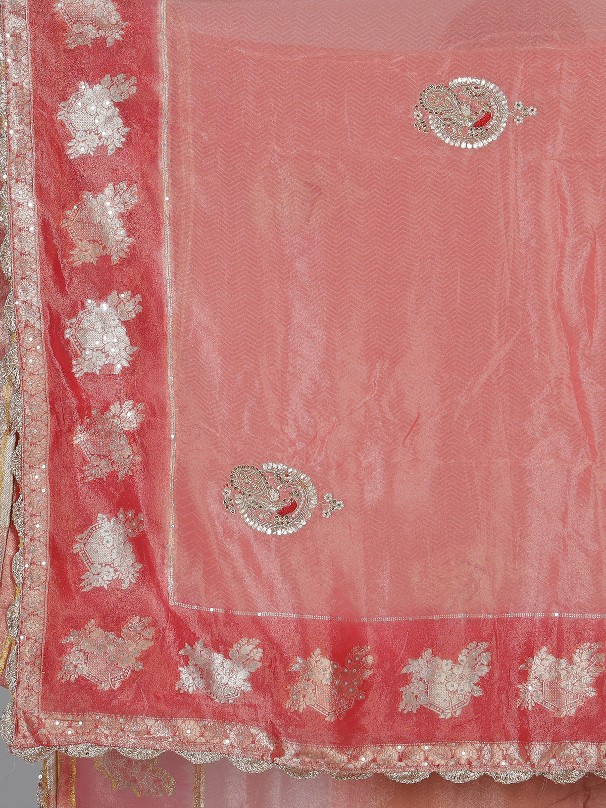 Red dola silk zardosi designer wedding saree