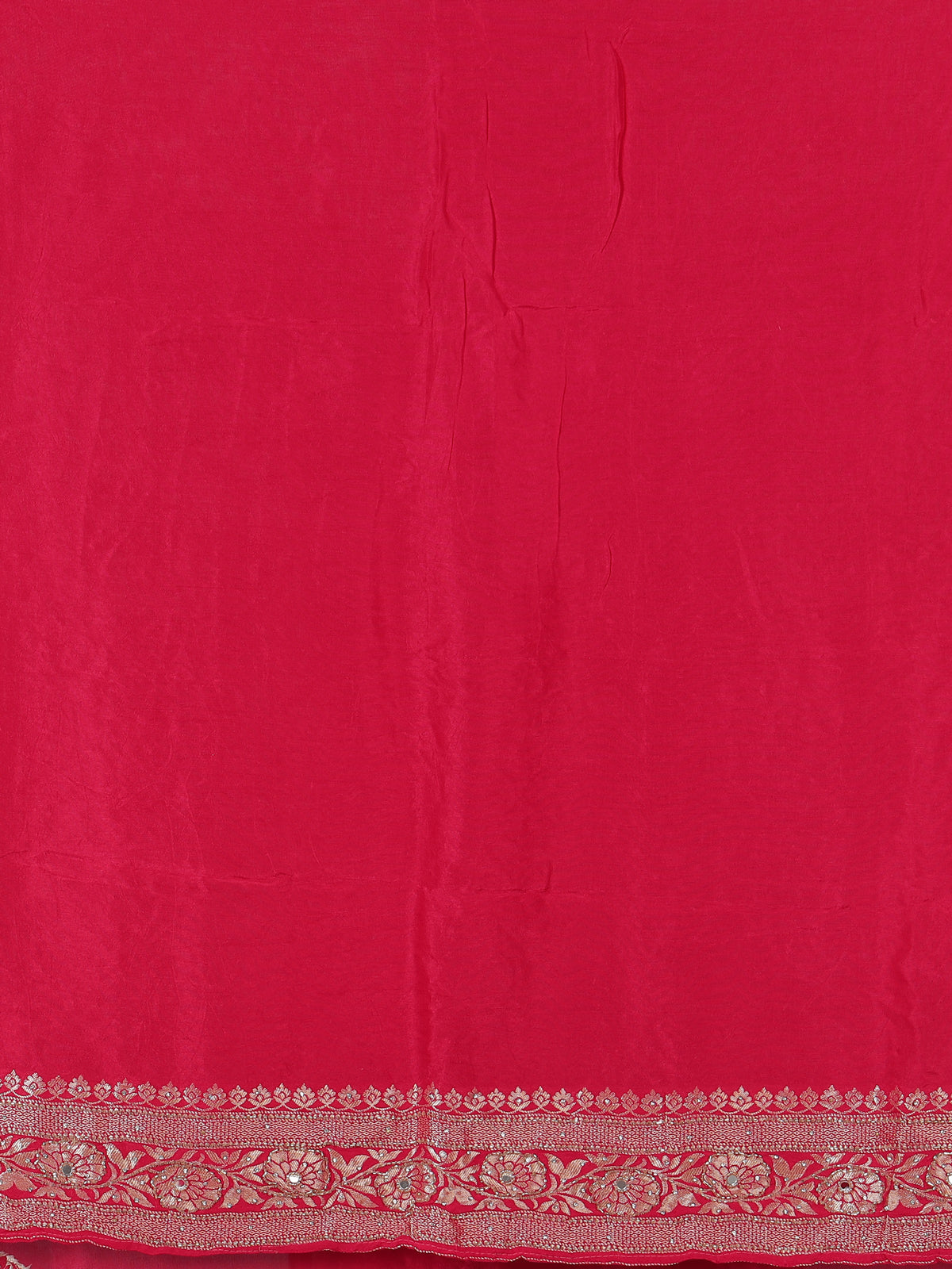 Crimson red floral arch festive dola silk saree