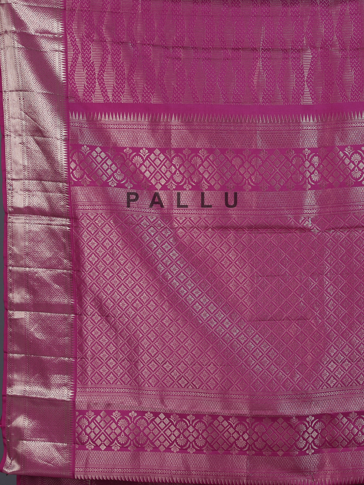 Pink Kanjivaram silk saree with all-over zari shine