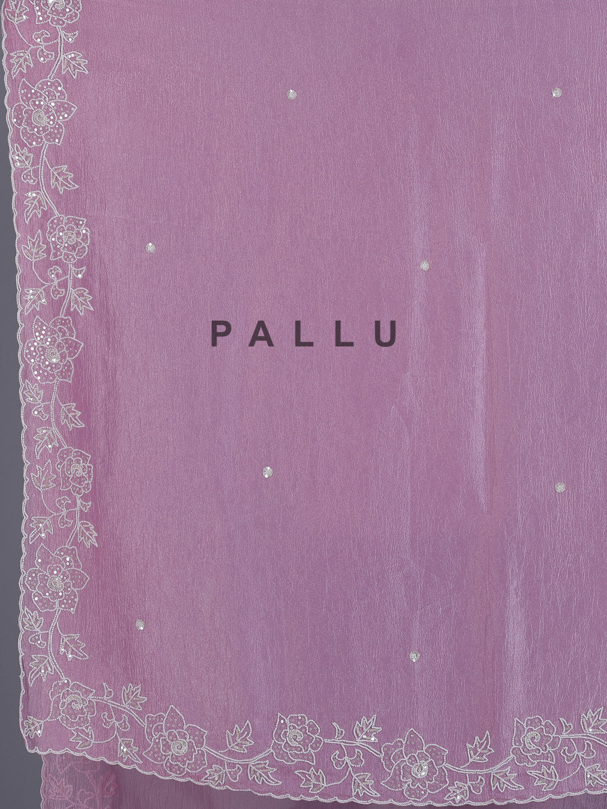 Pink crushed tissue saree with elegant festive sequins detailing