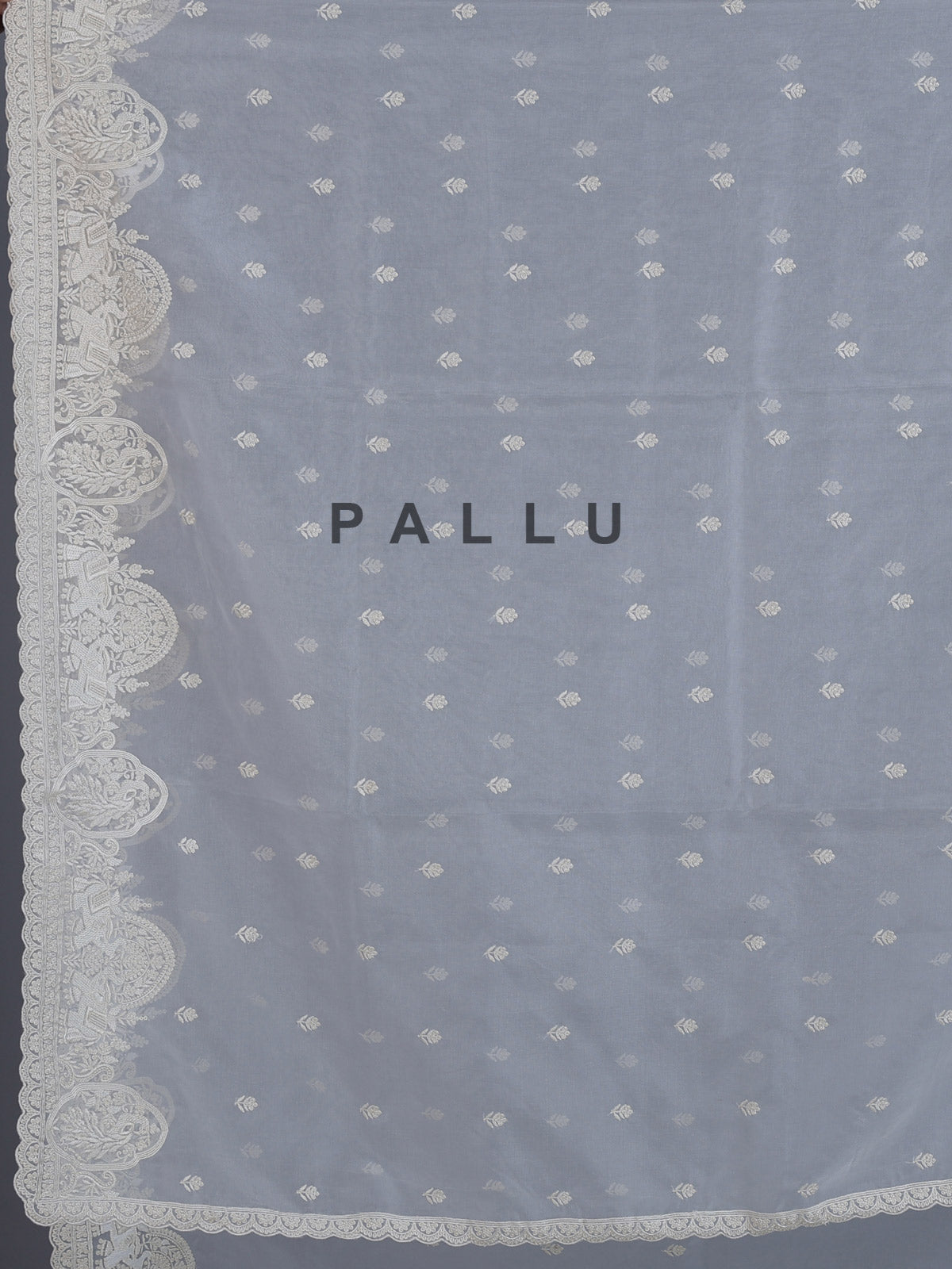 White organza tissue saree with graceful embroidered festive elegance