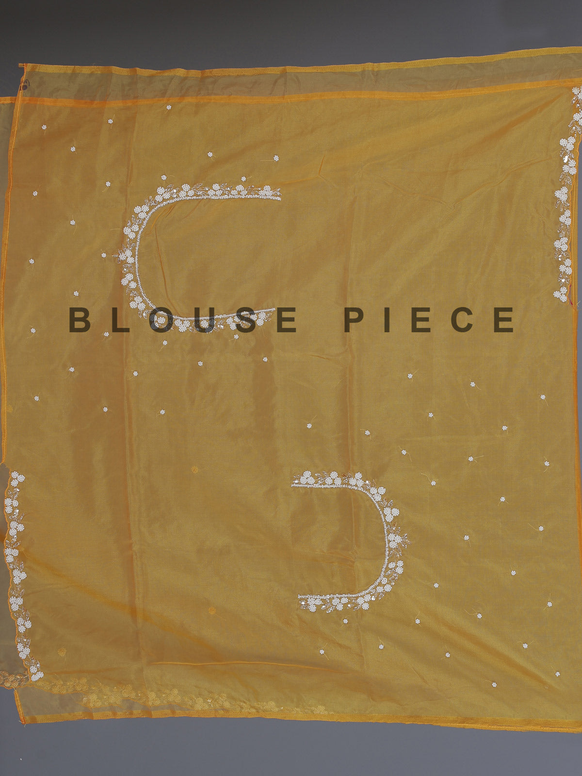 Mustard yellow organza tissue saree with festive sequins shimmer