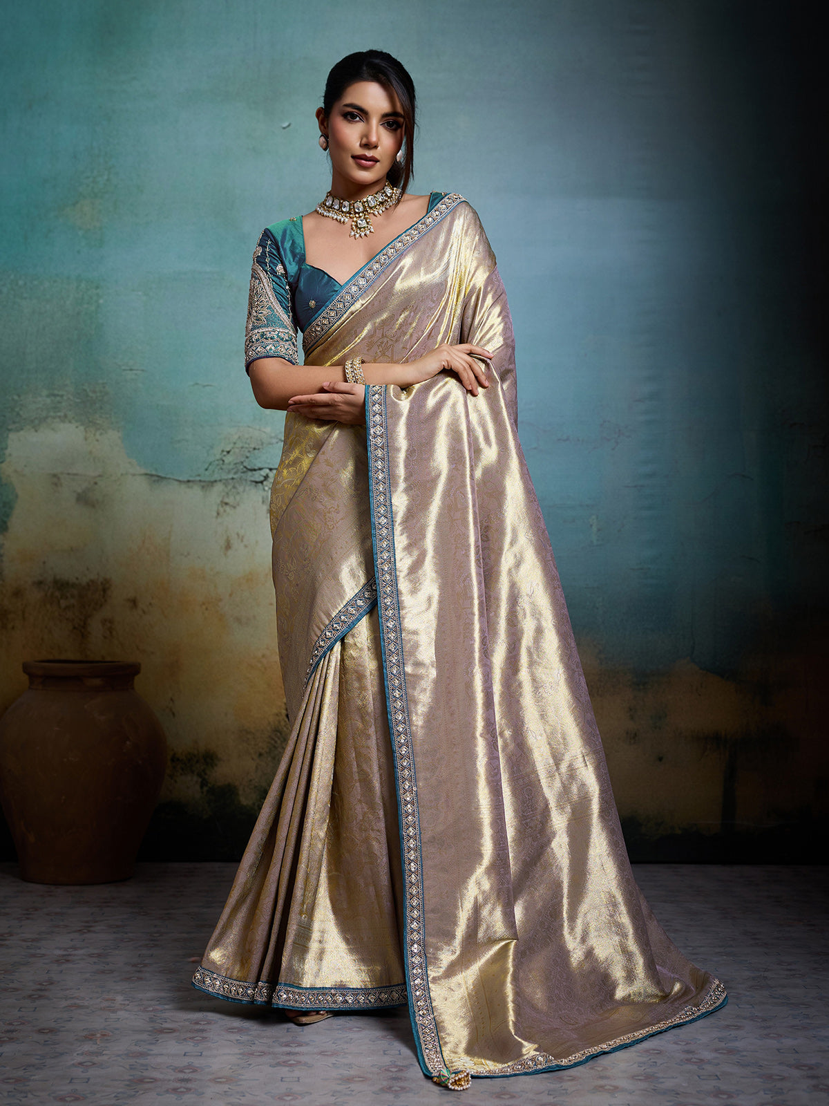 Royal gold festive banarasi saree