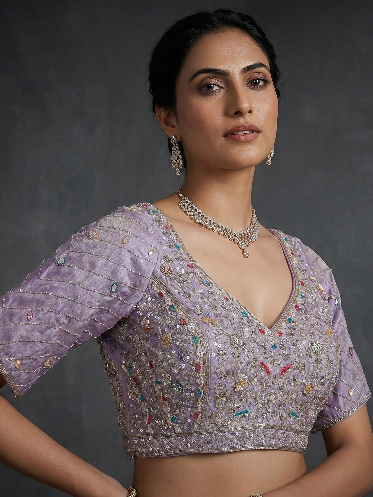 Lavender purple tissue silk lehenga choli