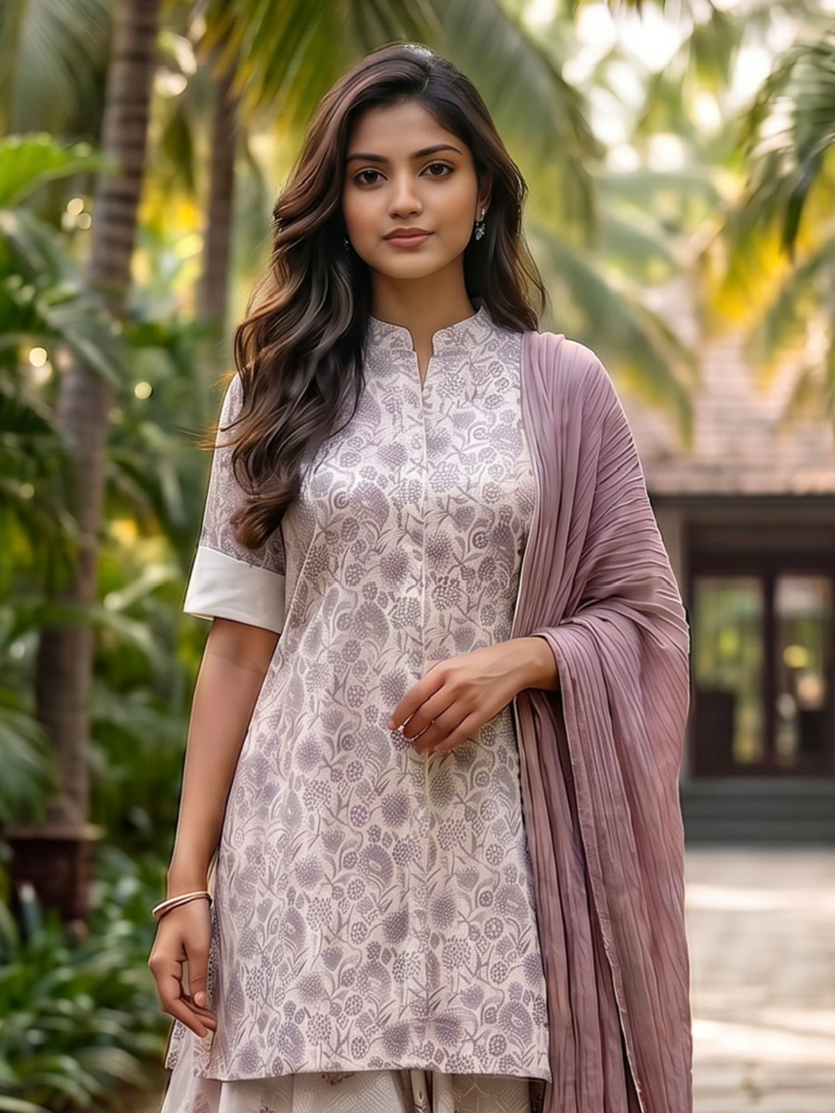 Off white wine cotton palazzo suit