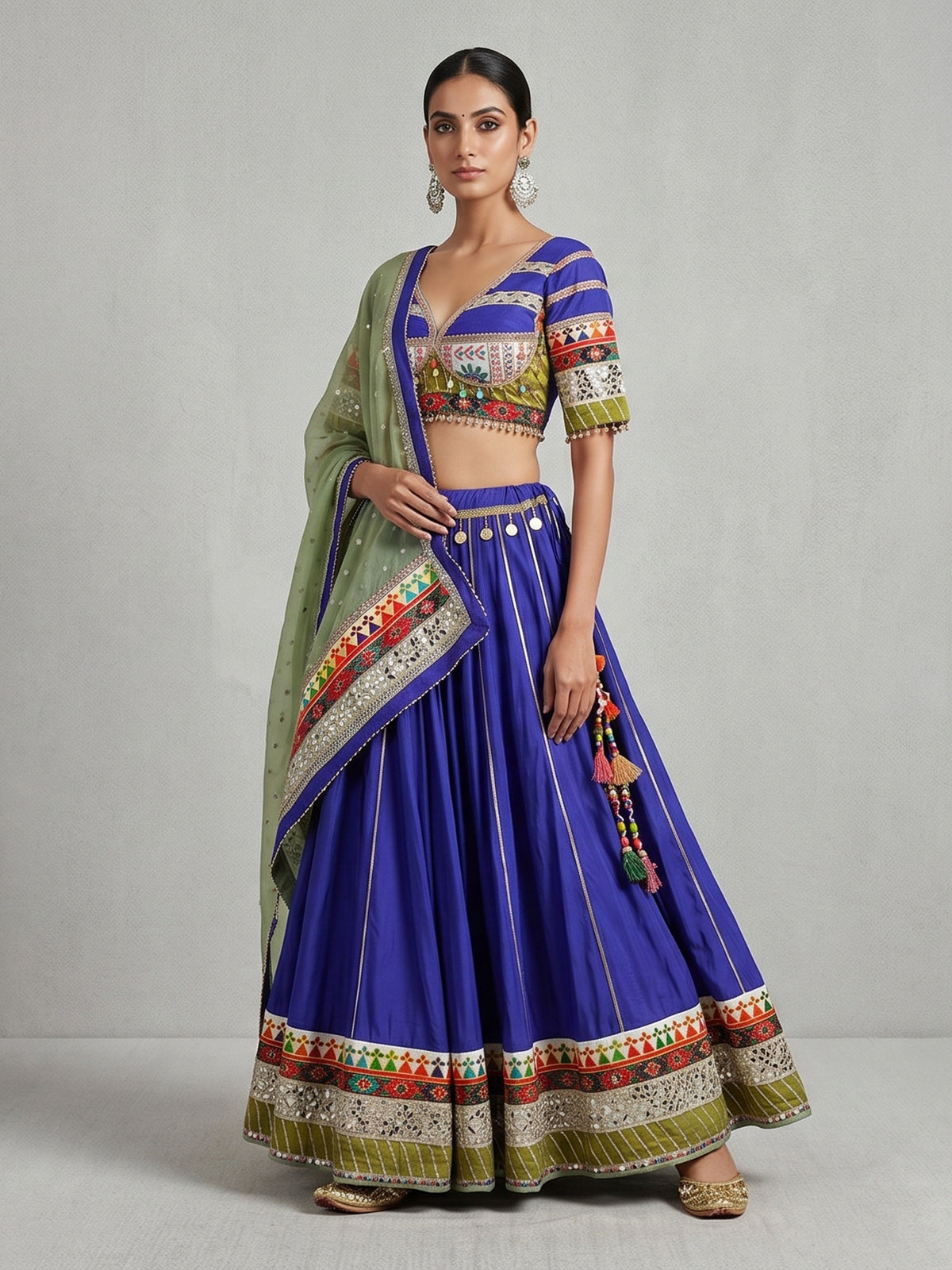 Royal blue garba festive lehenga choli