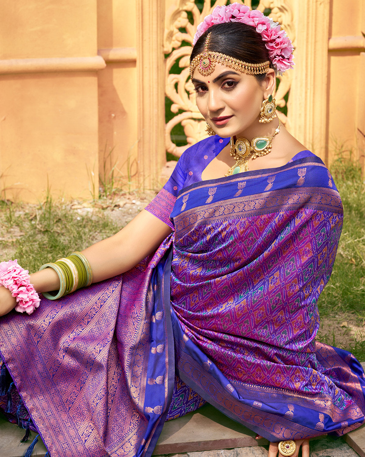 Royal purple heritage silk saree