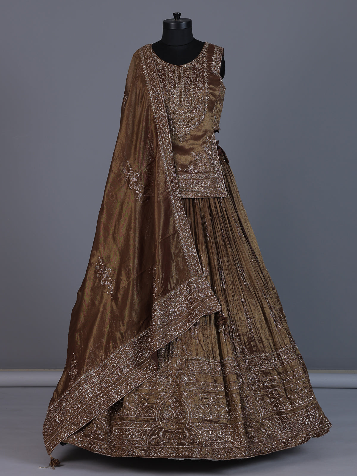 Bronze brown regal silk lehenga choli