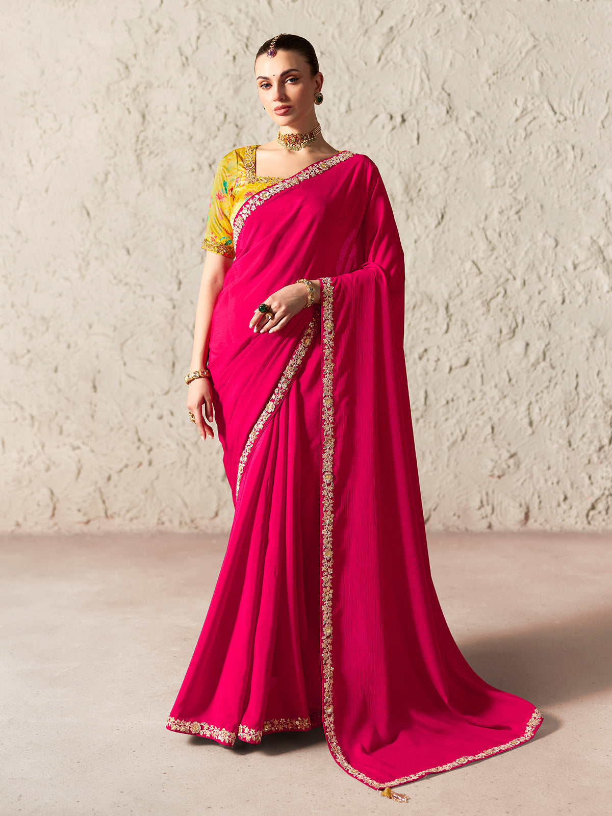 Stylish magenta digital festive saree