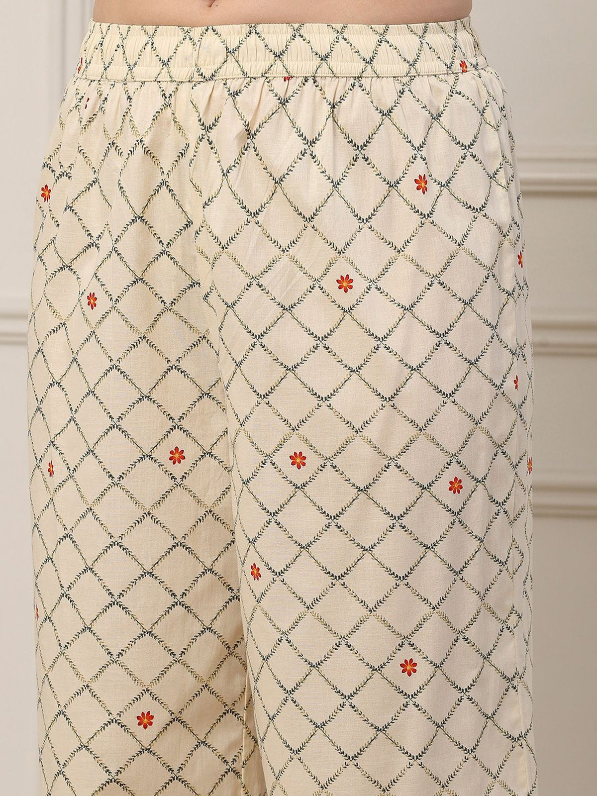 Beige heritage print palazzo festive ensemble