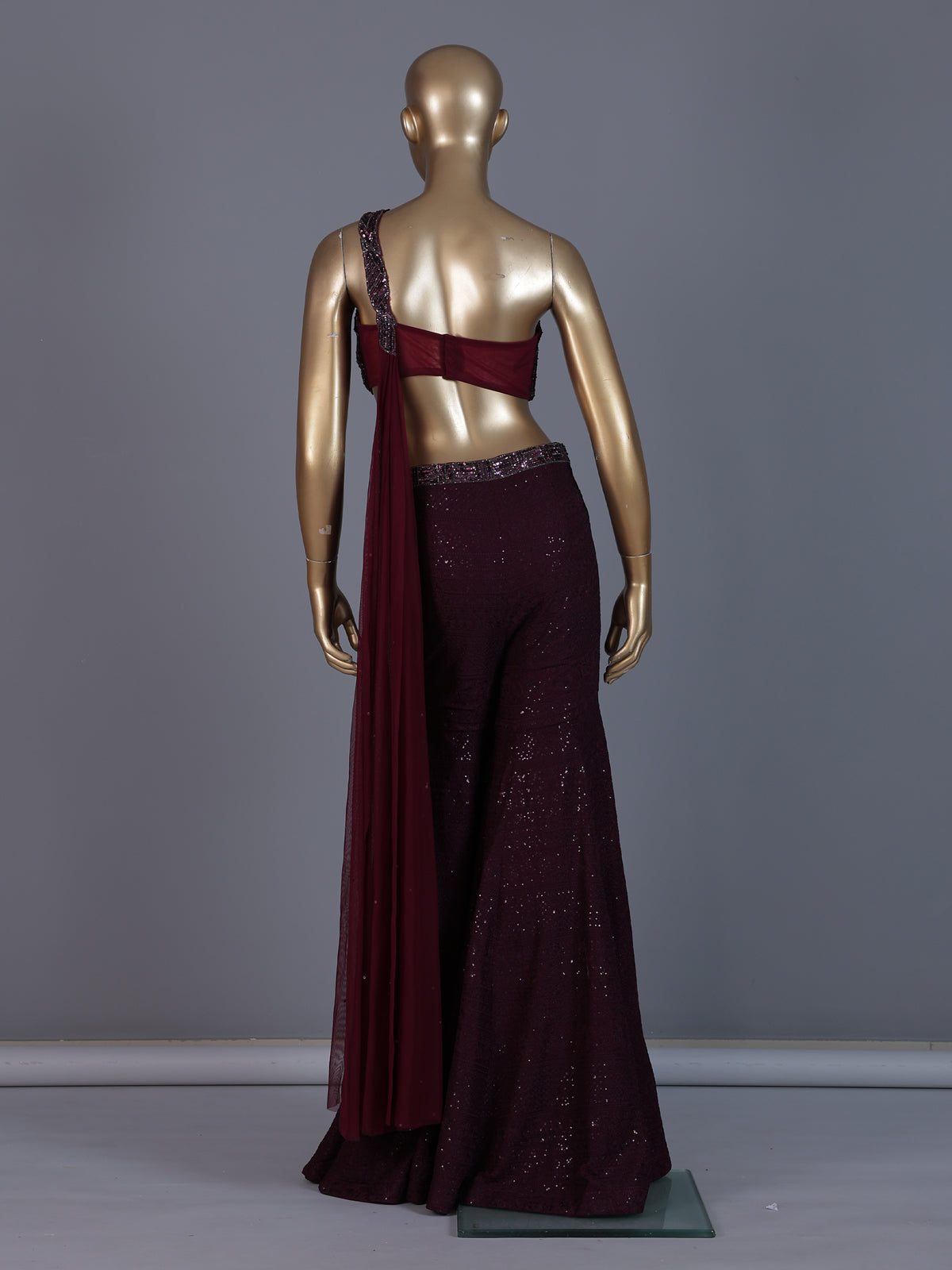 Deep wine Indo western palazzo suit