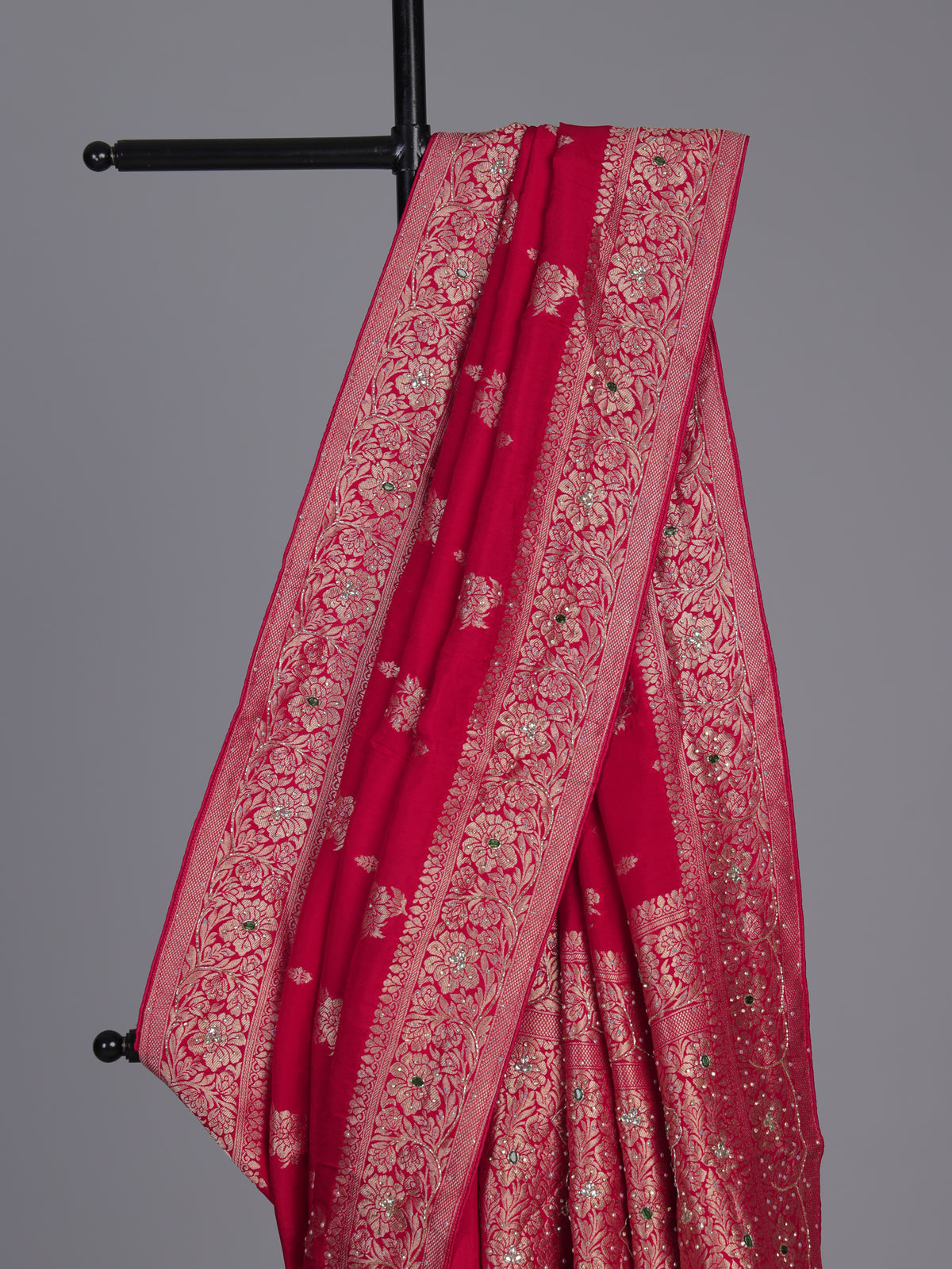 Crimson red silk traditional saree