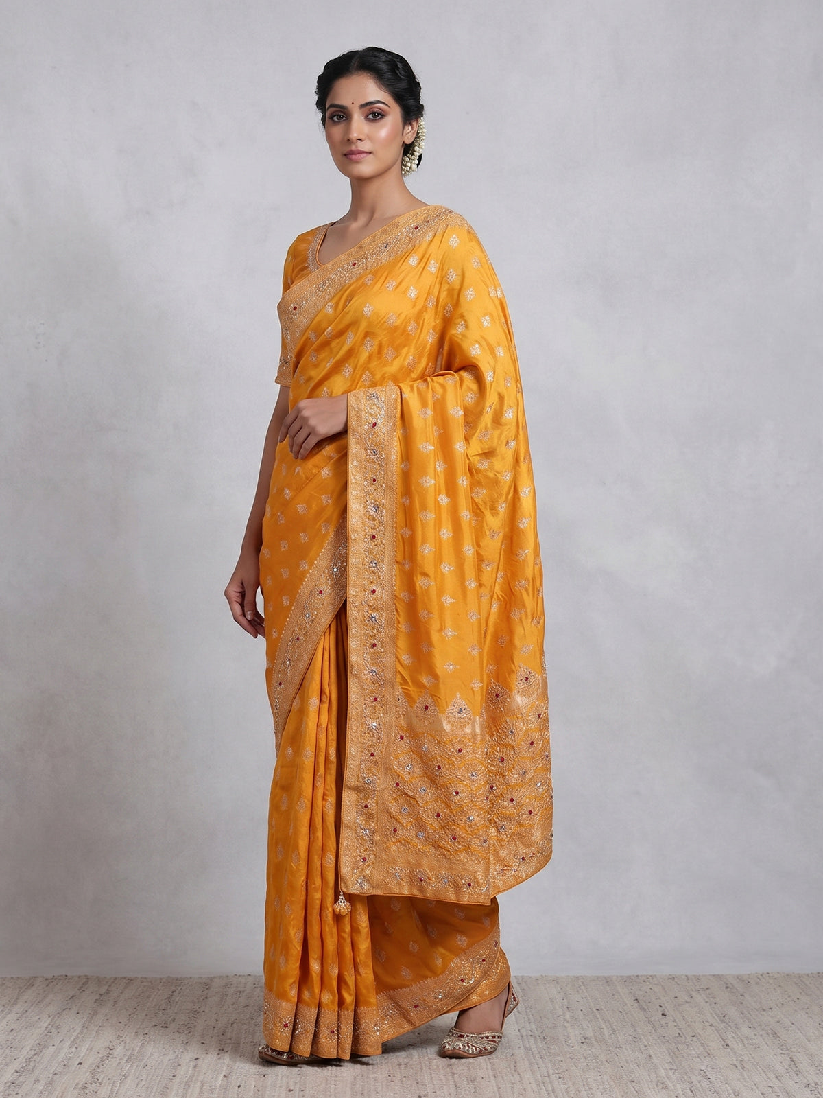 Turmeric yellow silk festive saree