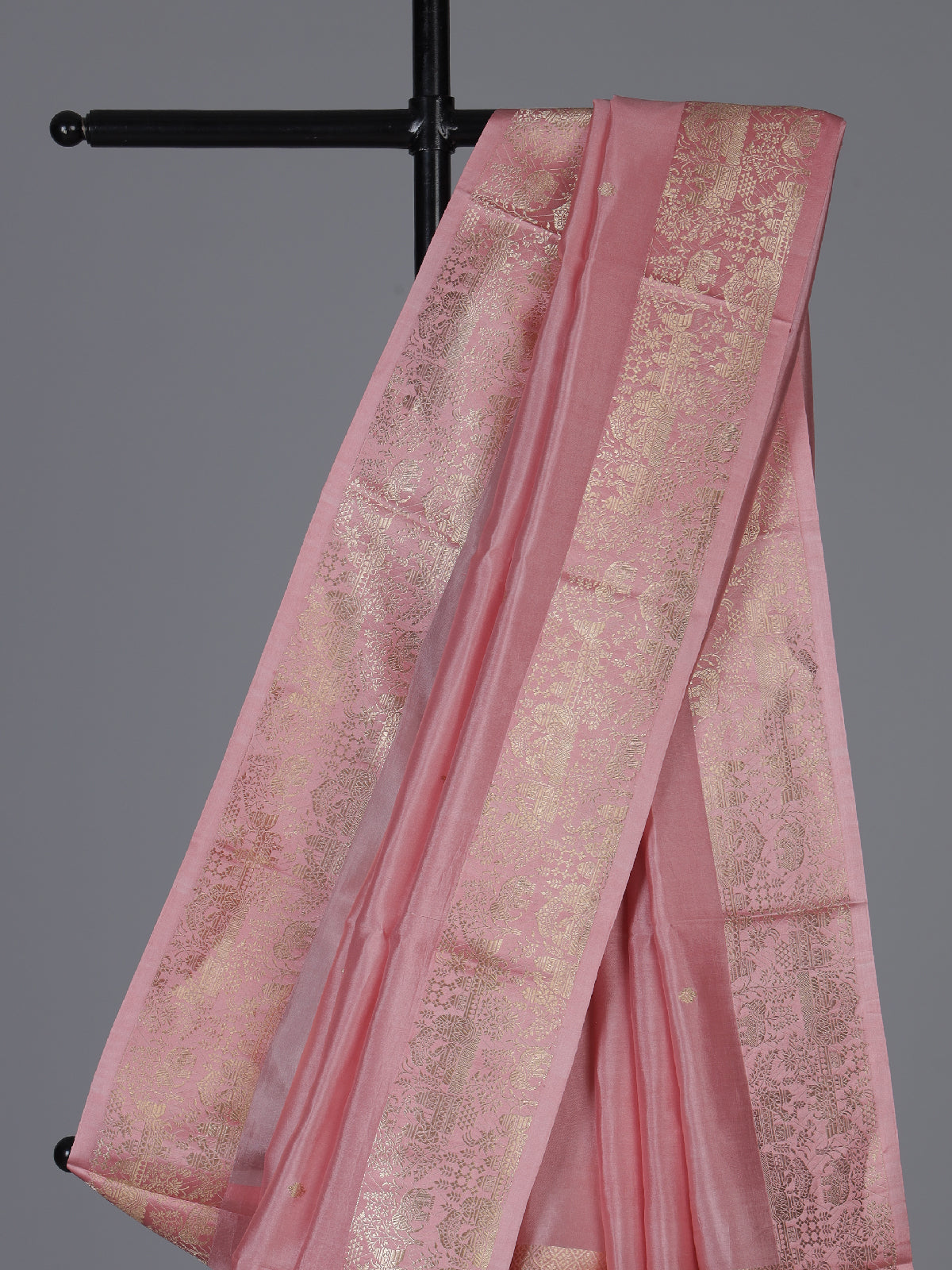 Pink elegant floral zari woven festive saree