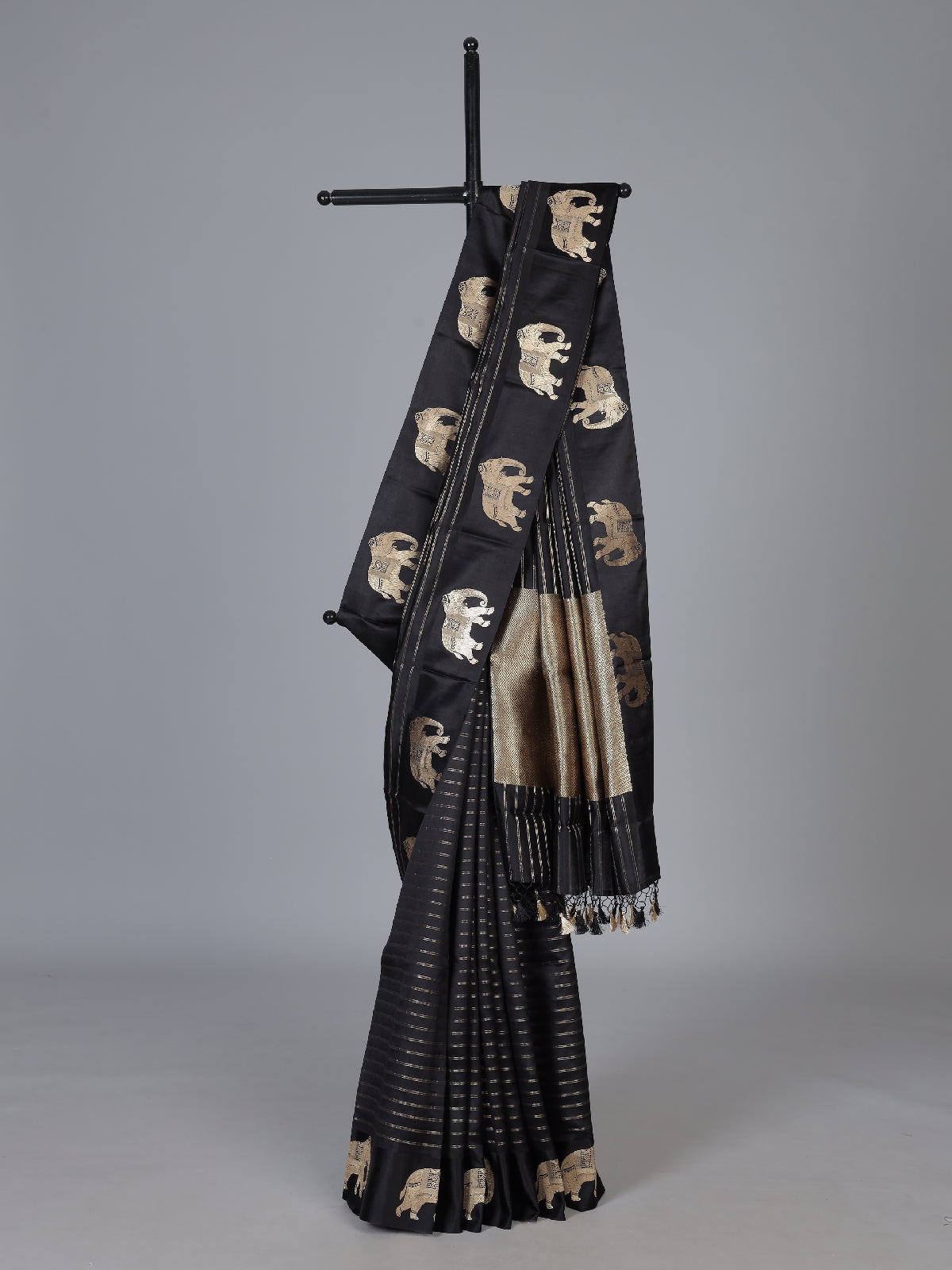Black regal ambari zari woven raw silk saree