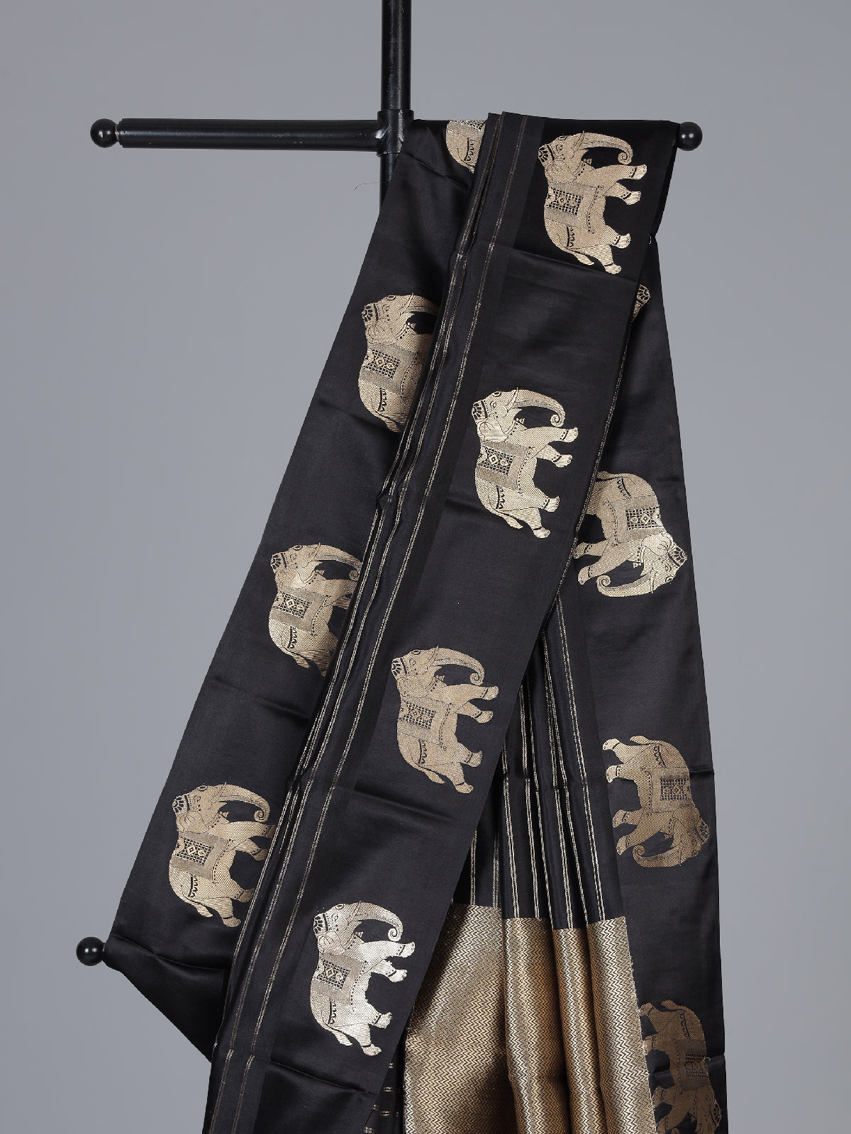 Black regal ambari zari woven raw silk saree