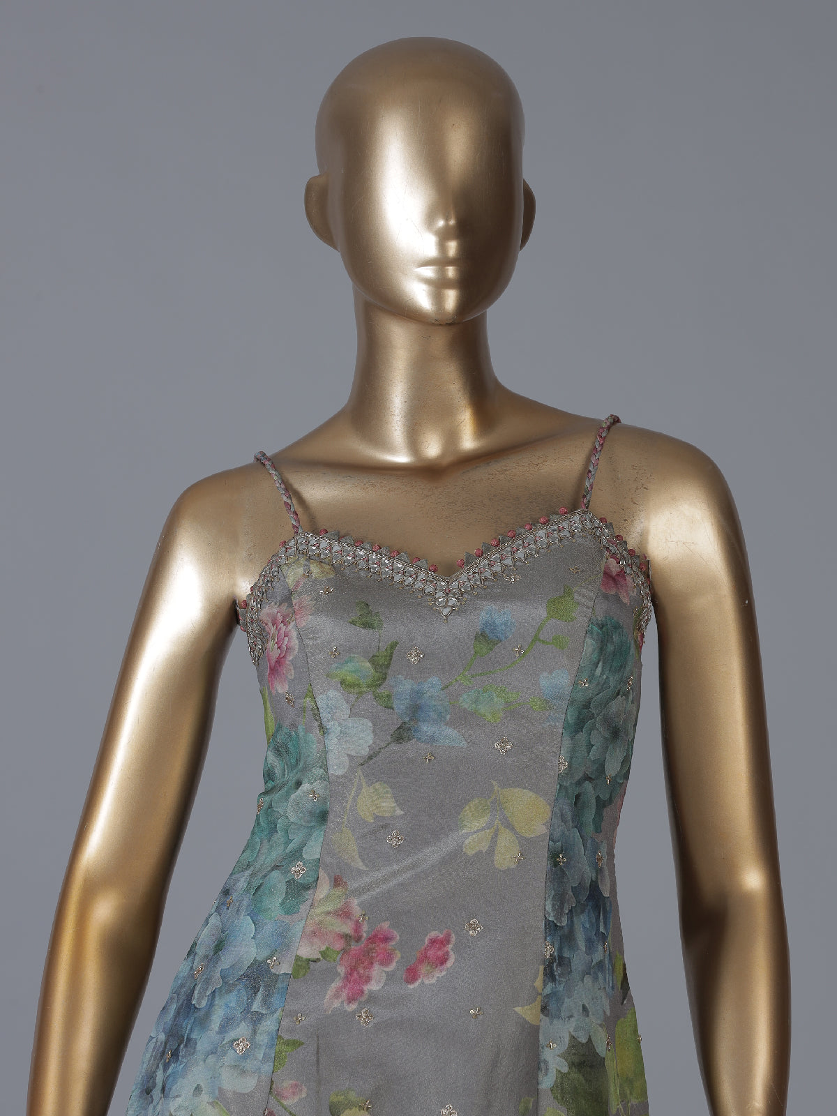 Grey floral shimmer couture wedding salwar suit
