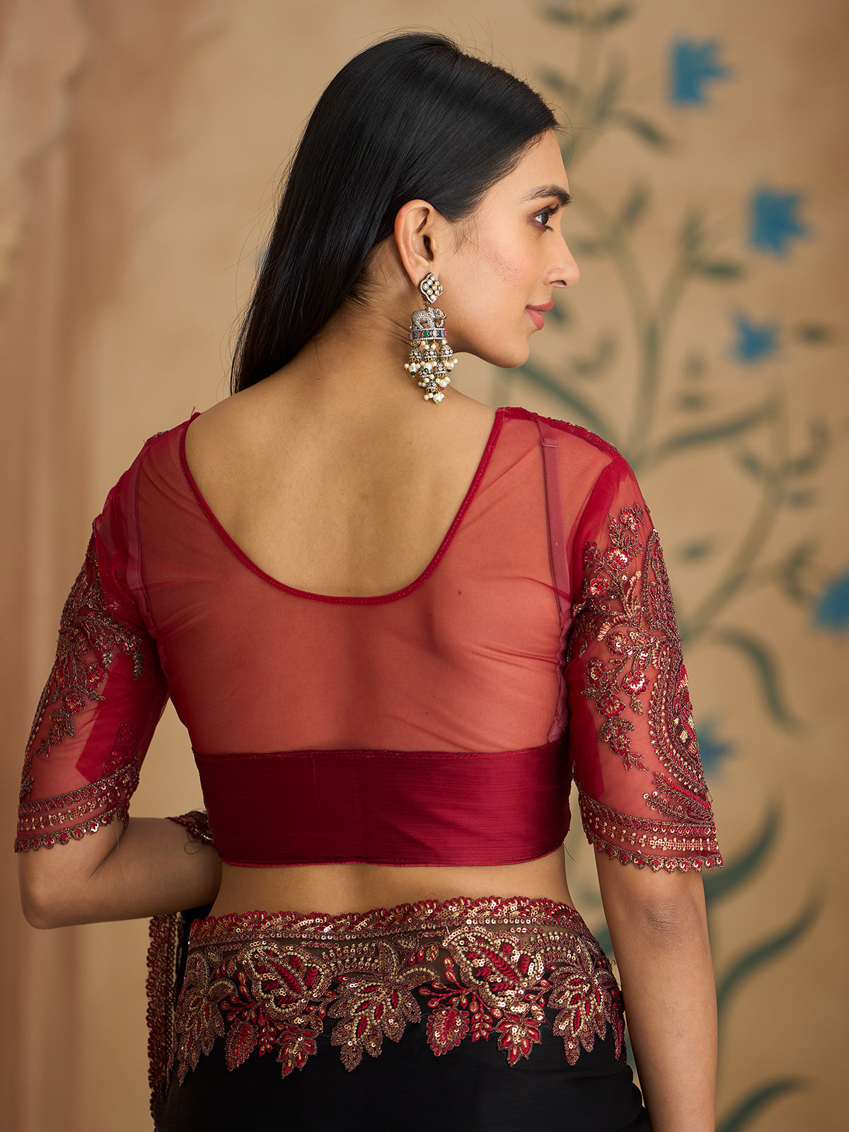 Black timeless zardosi embellished wedding saree allure