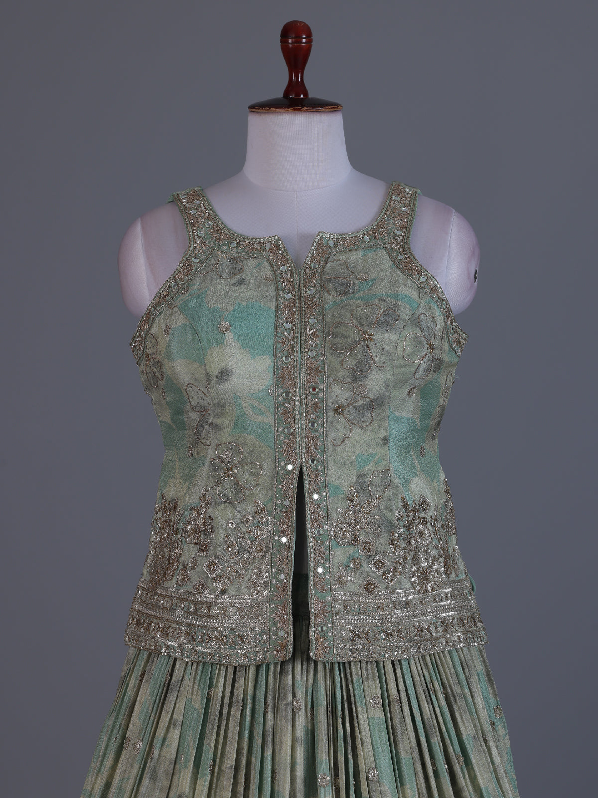 Mint green swarovski embellished designer lehenga allure