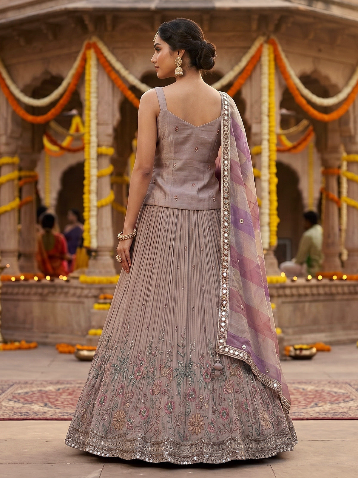 Light purple floral peplum lehenga graceful romance