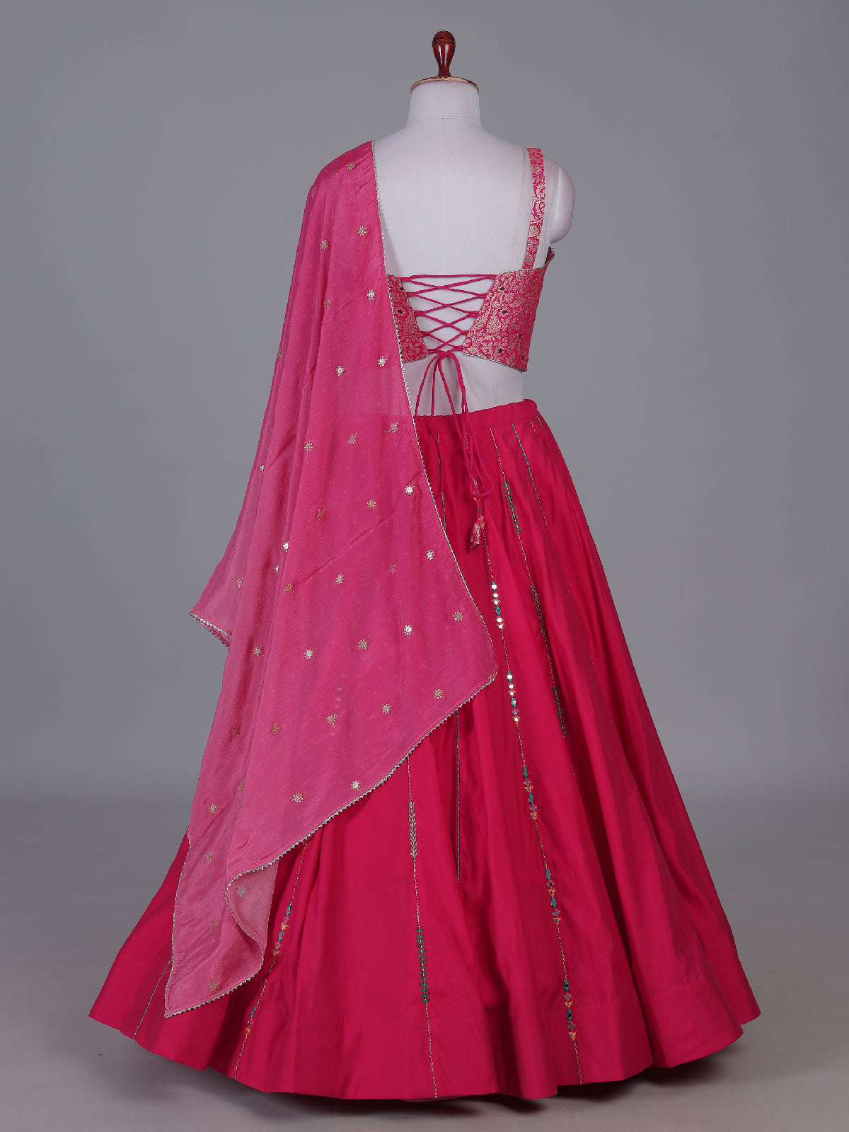 Rani pink festive glamour lehenga with brocade charm