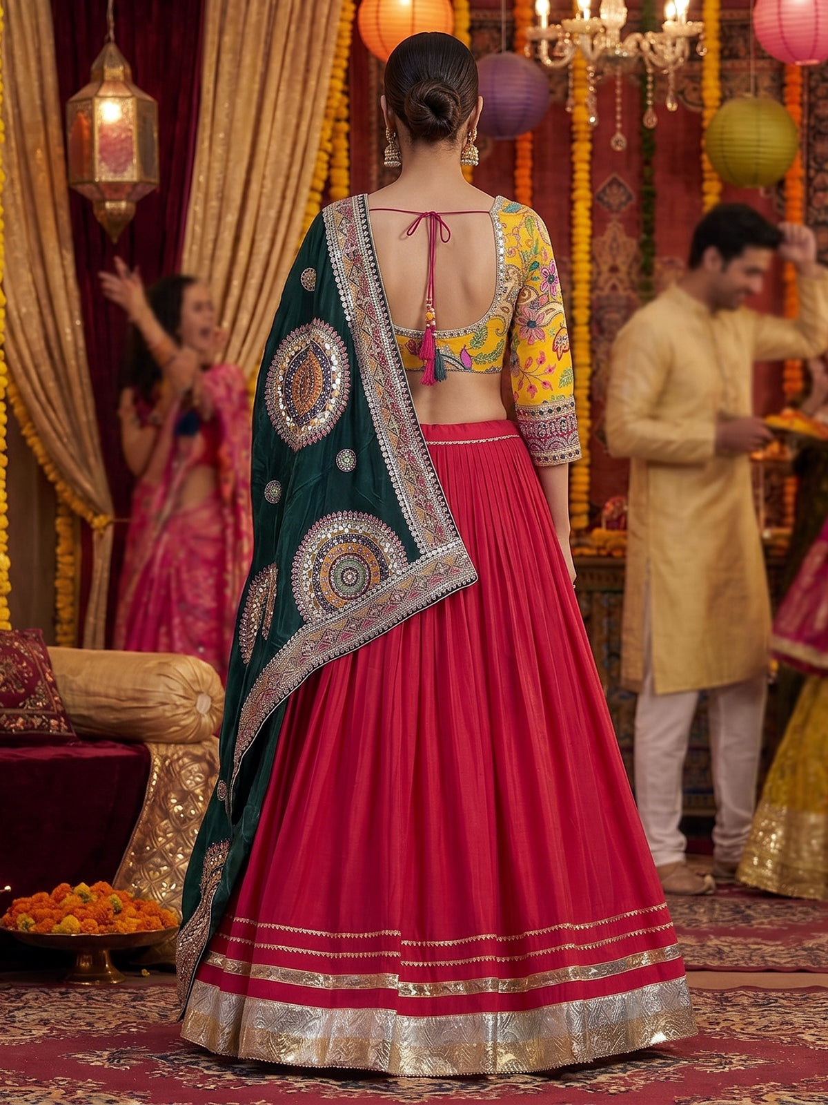Rani pink mirror magic lehenga with elegance