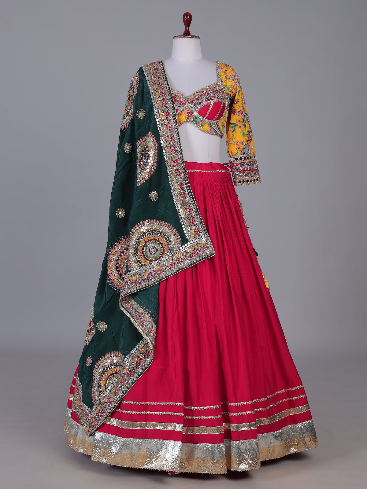 Rani pink mirror magic lehenga with elegance