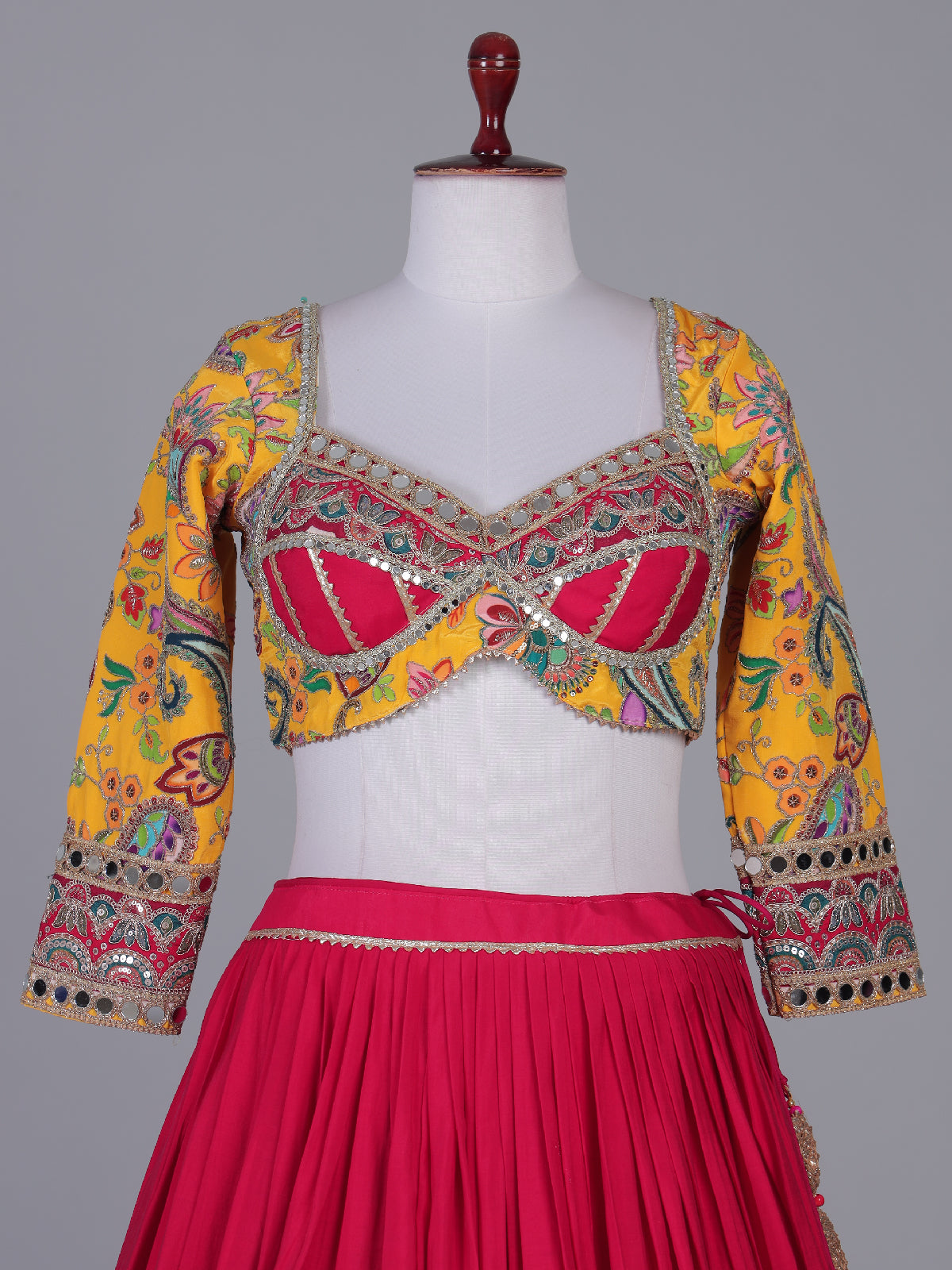 Rani pink mirror magic lehenga with elegance
