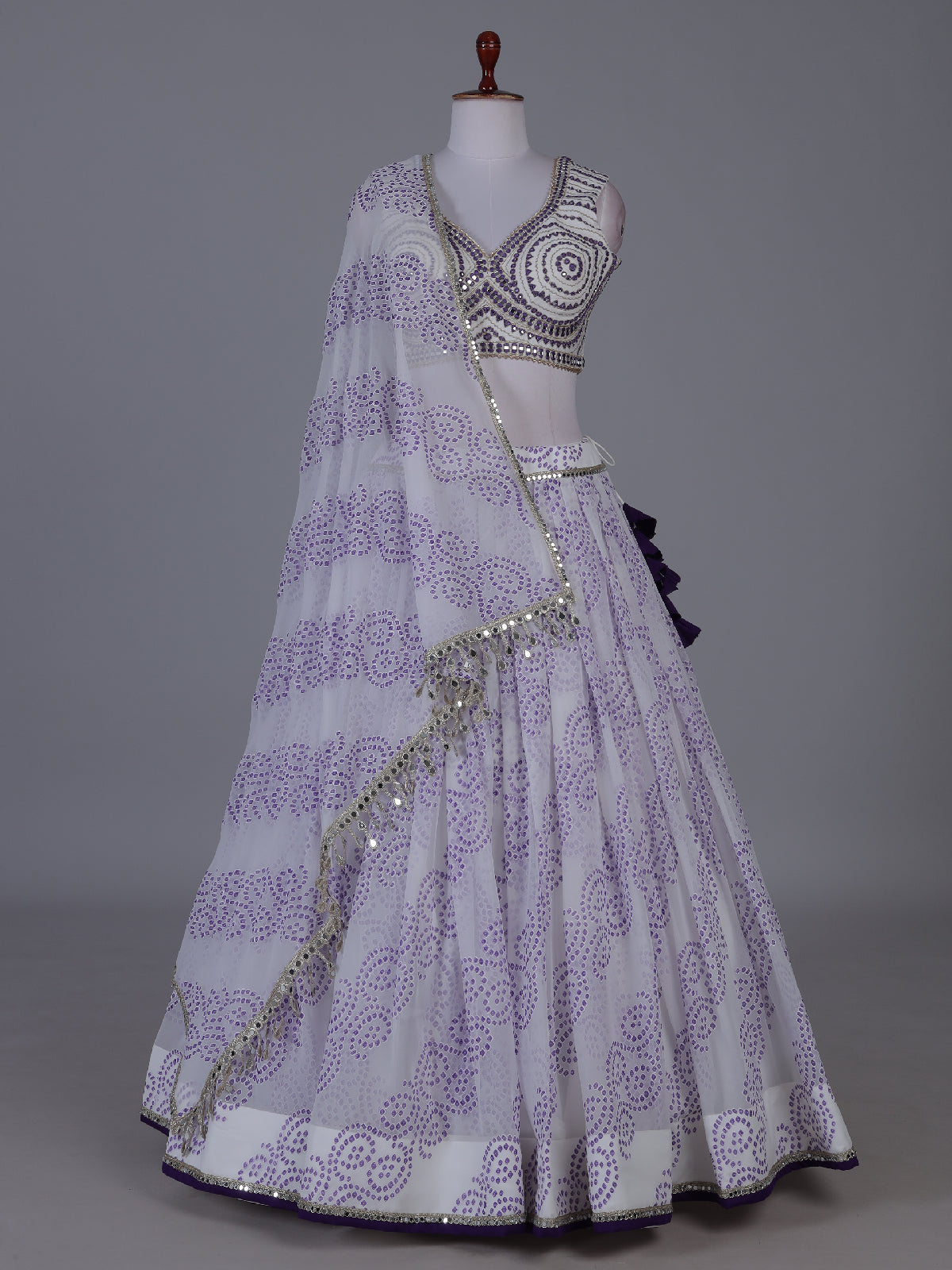 Purple festive sparkle lehenga with mirror detailing
