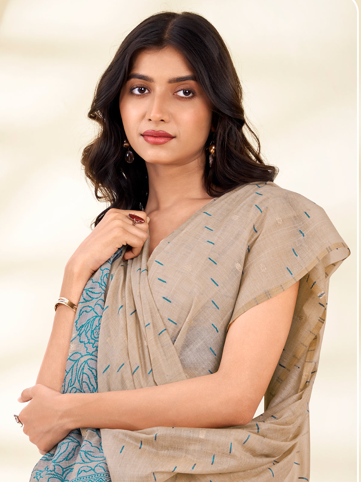 Blue handcrafted elegance saree with artistic charm