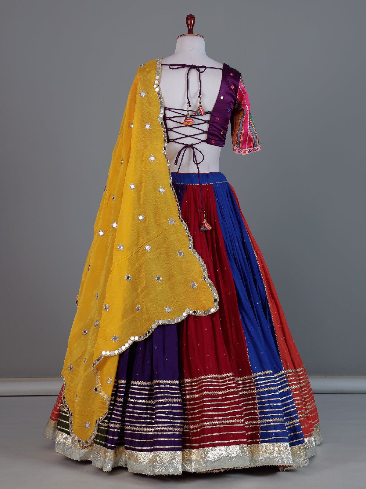 Multicolor cotton silk Garba lehenga choli