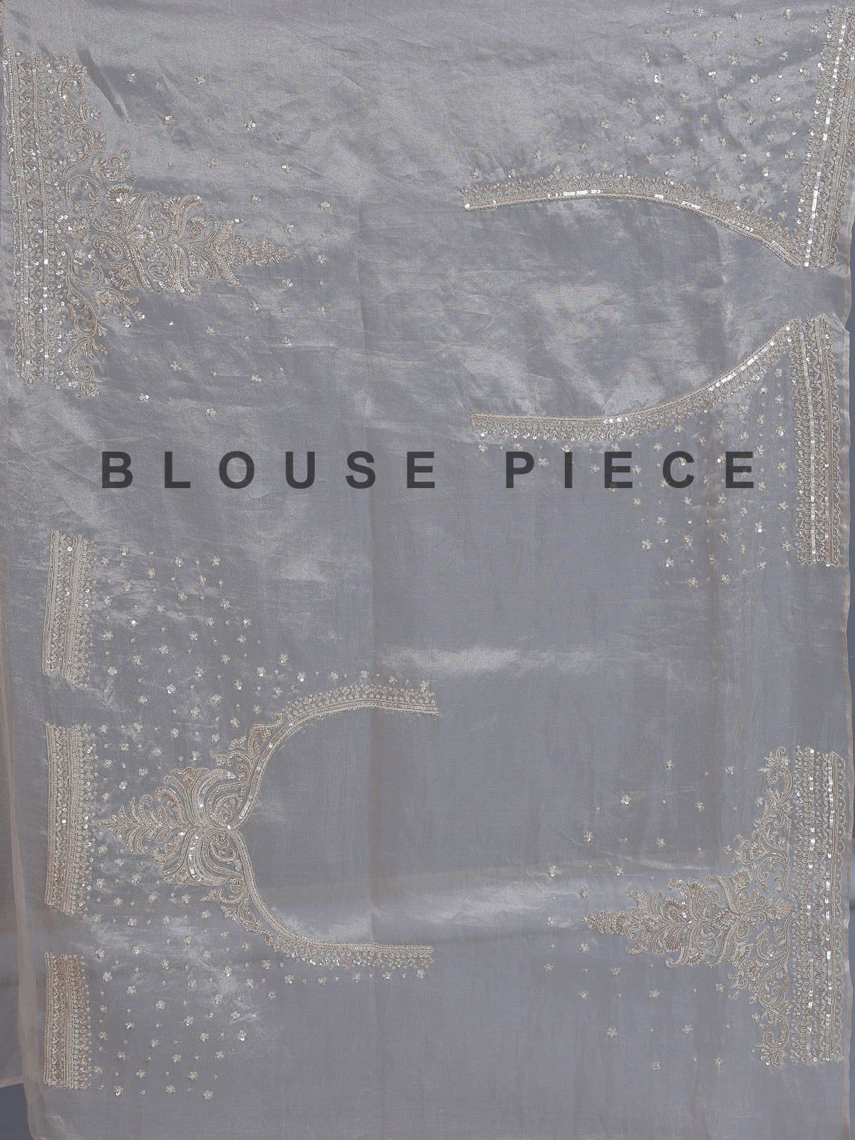 Beige tissue silk reception wear saree with cutdana work