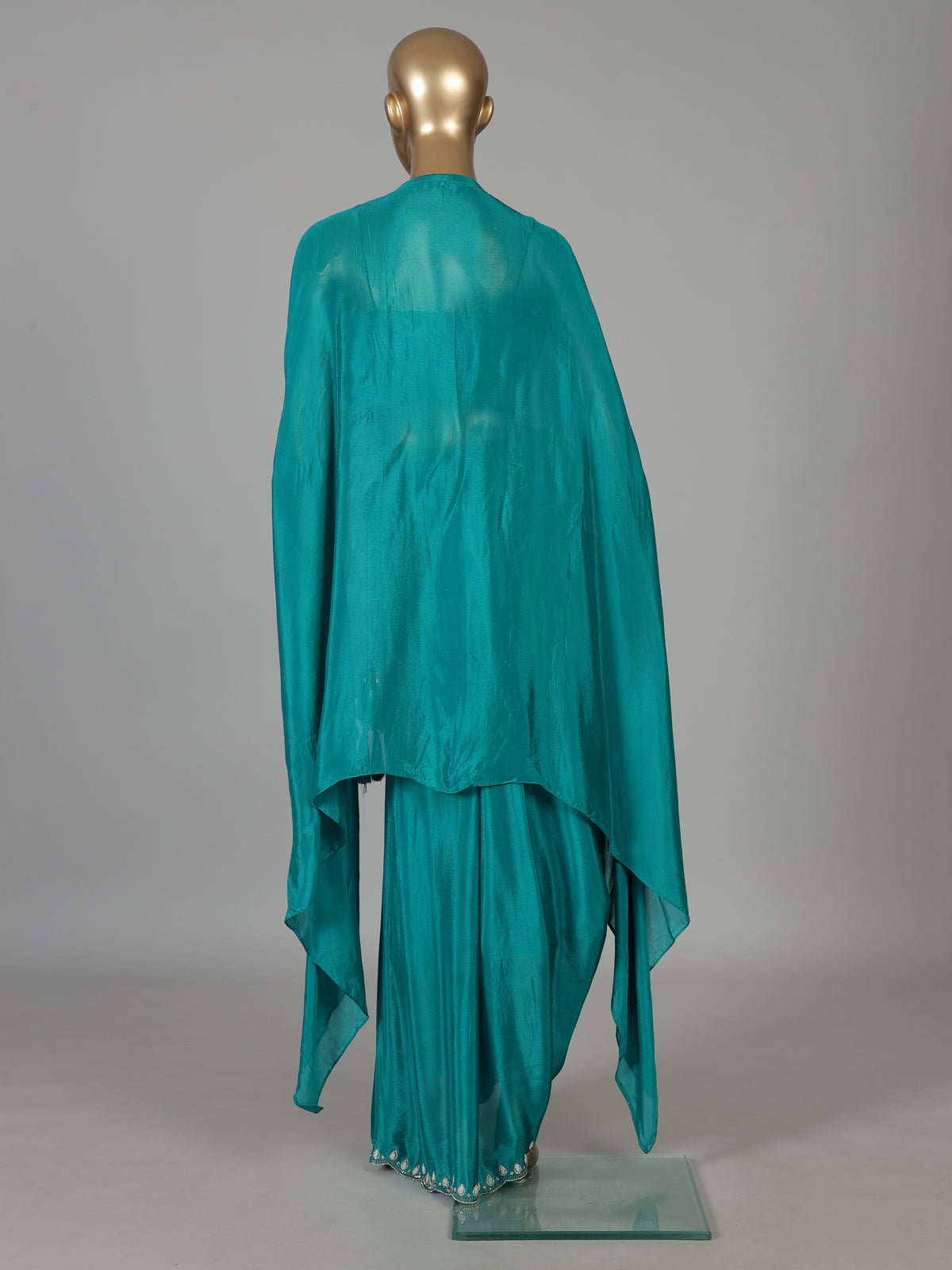 Teal sea blue indo western dhoti suit