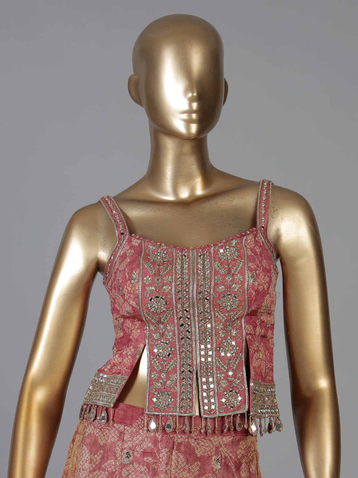 Onion pink floral designer palazzo suit with dupatta