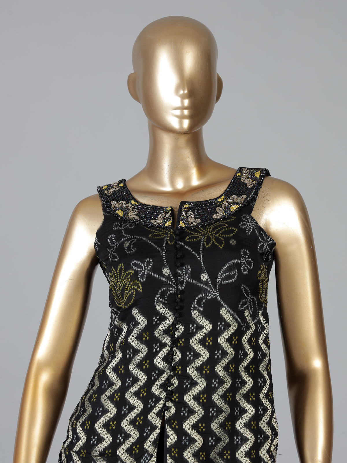 Black georgette silk embellished palazzo suit with dupatta