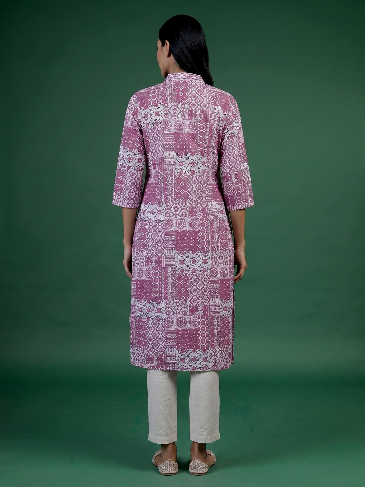 Light purple printed cotton blend stylish casual kurti