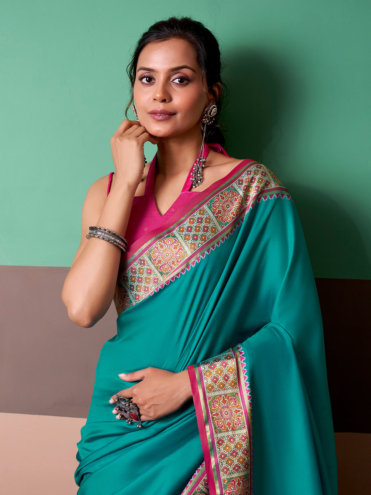 Blue majestic patola drape saree