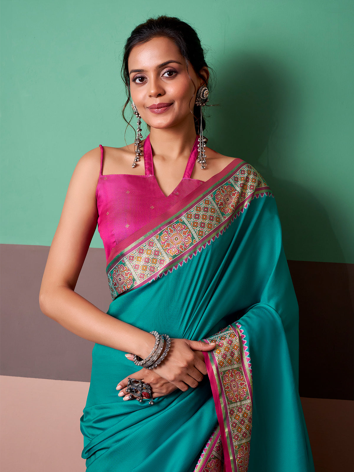 Blue majestic patola drape saree