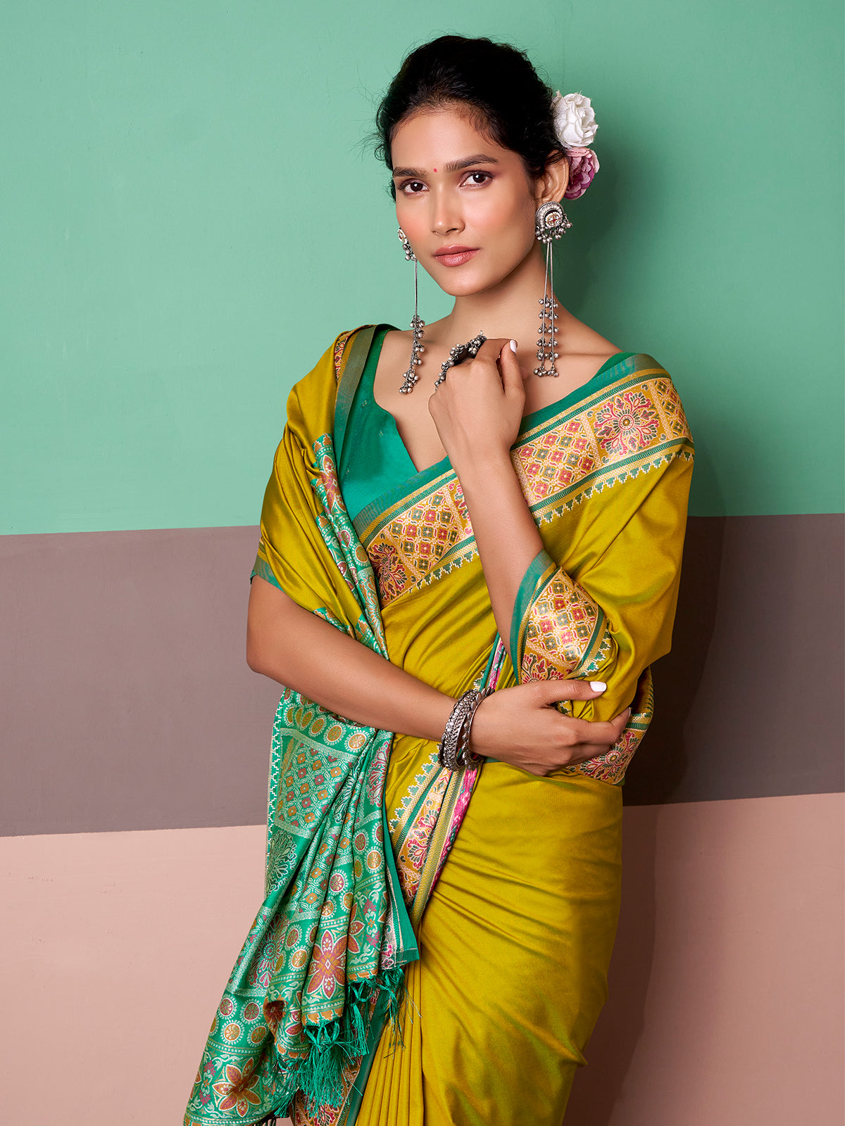 Olive heritage ikat patola saree