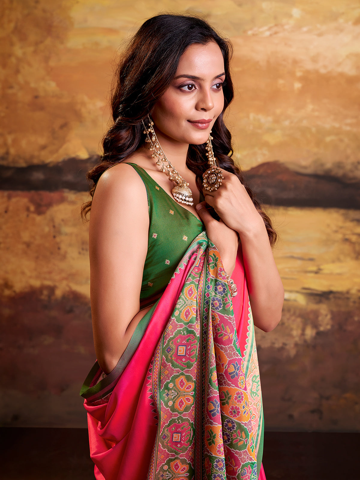 Magenta festive patola silk saree