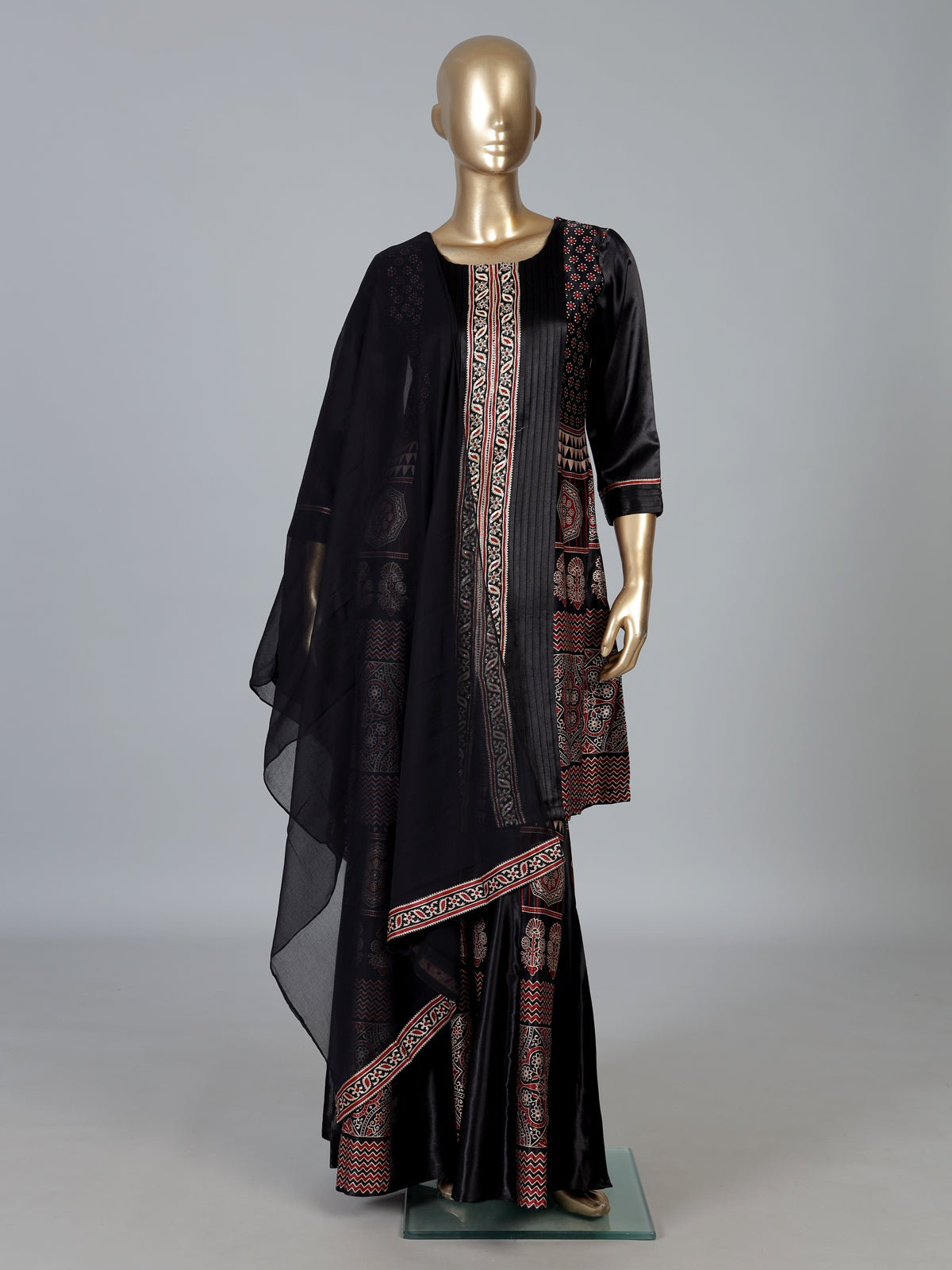 Black satin silk festive palazzo suit design