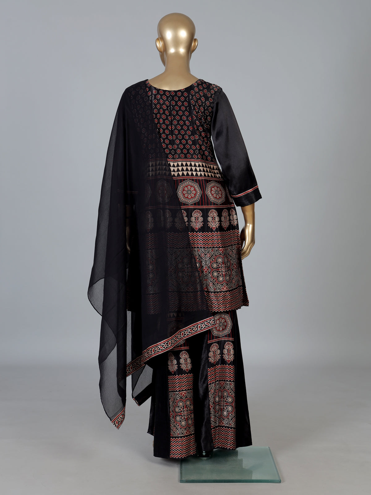 Black satin silk festive palazzo suit design