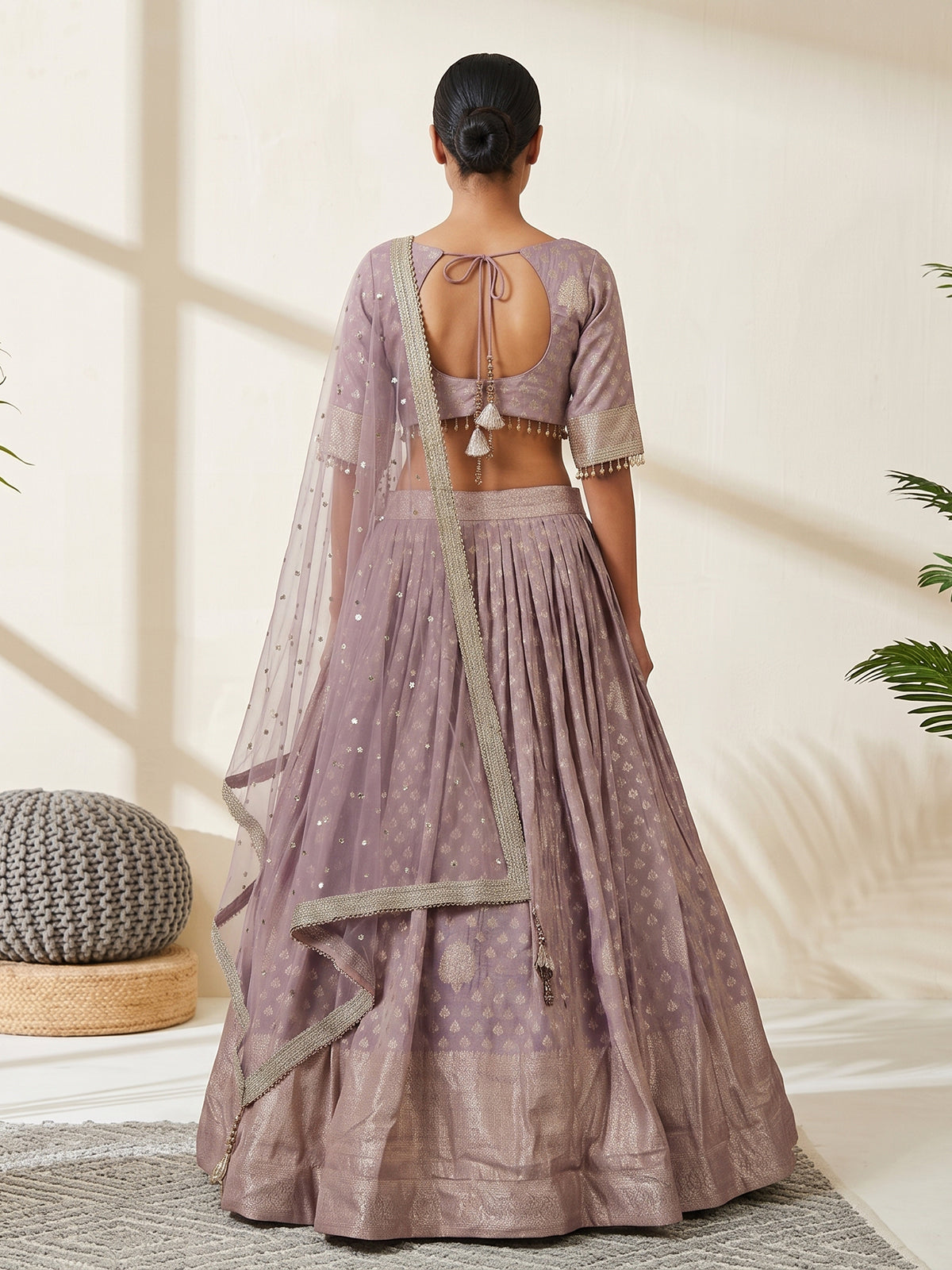 Lavender purple Banarasi silk lehenga choli with dupatta elegance
