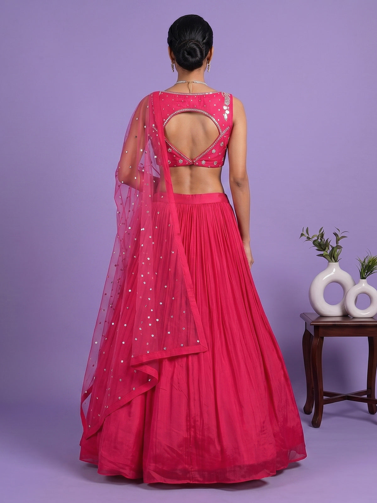 Red silk designer lehenga choli with festive dupatta elegance