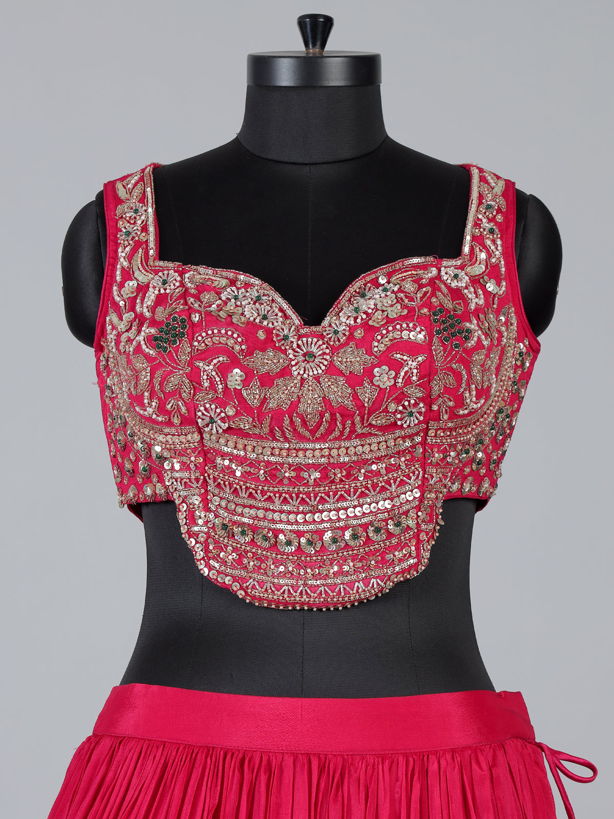 Red silk designer lehenga choli with festive dupatta elegance