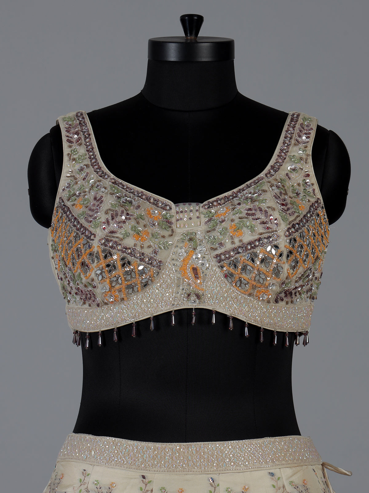 Cream silk designer lehenga choli with elegant dupatta charm
