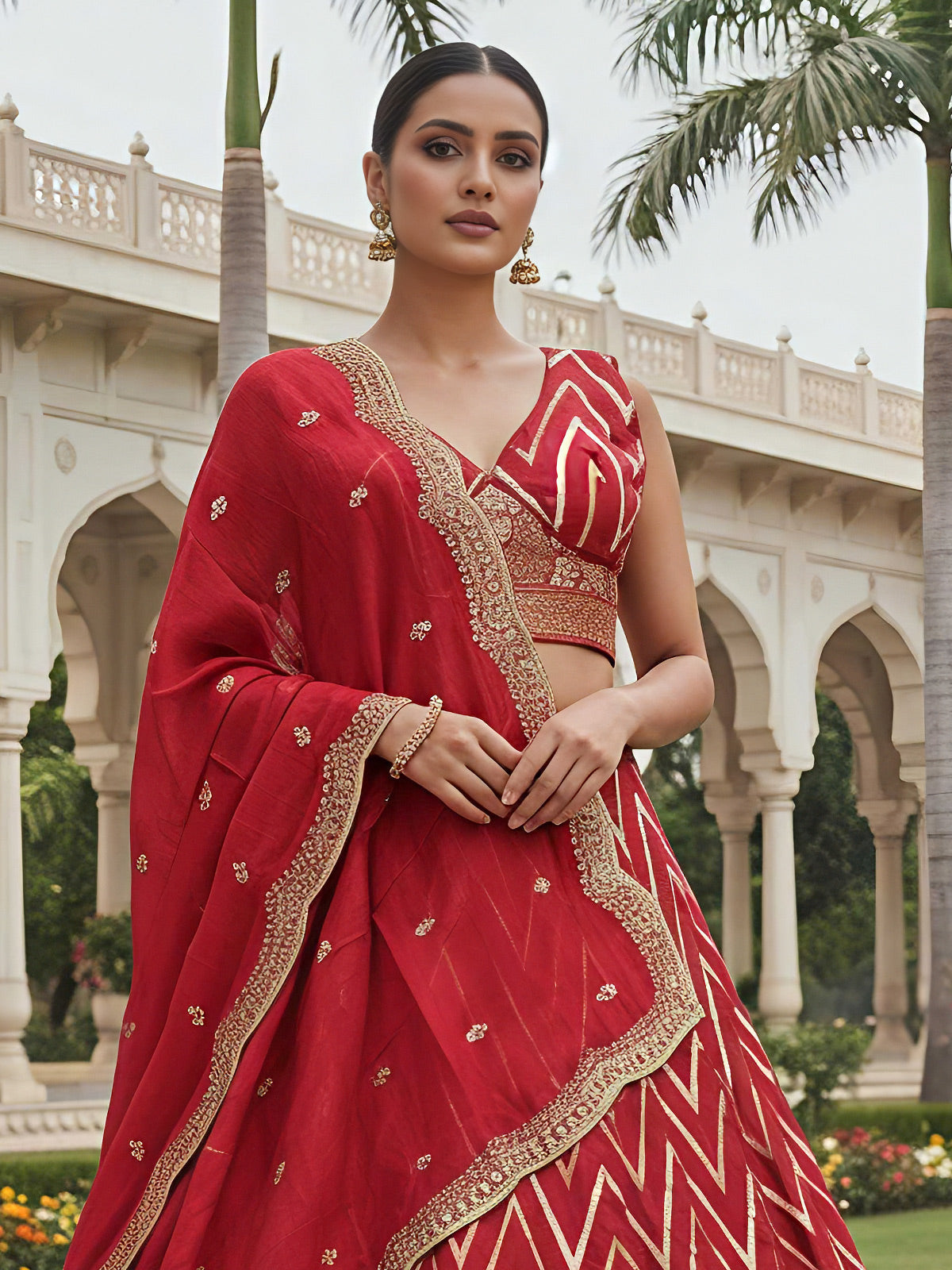 Maroon designer dola silk lehenga choli with dupatta