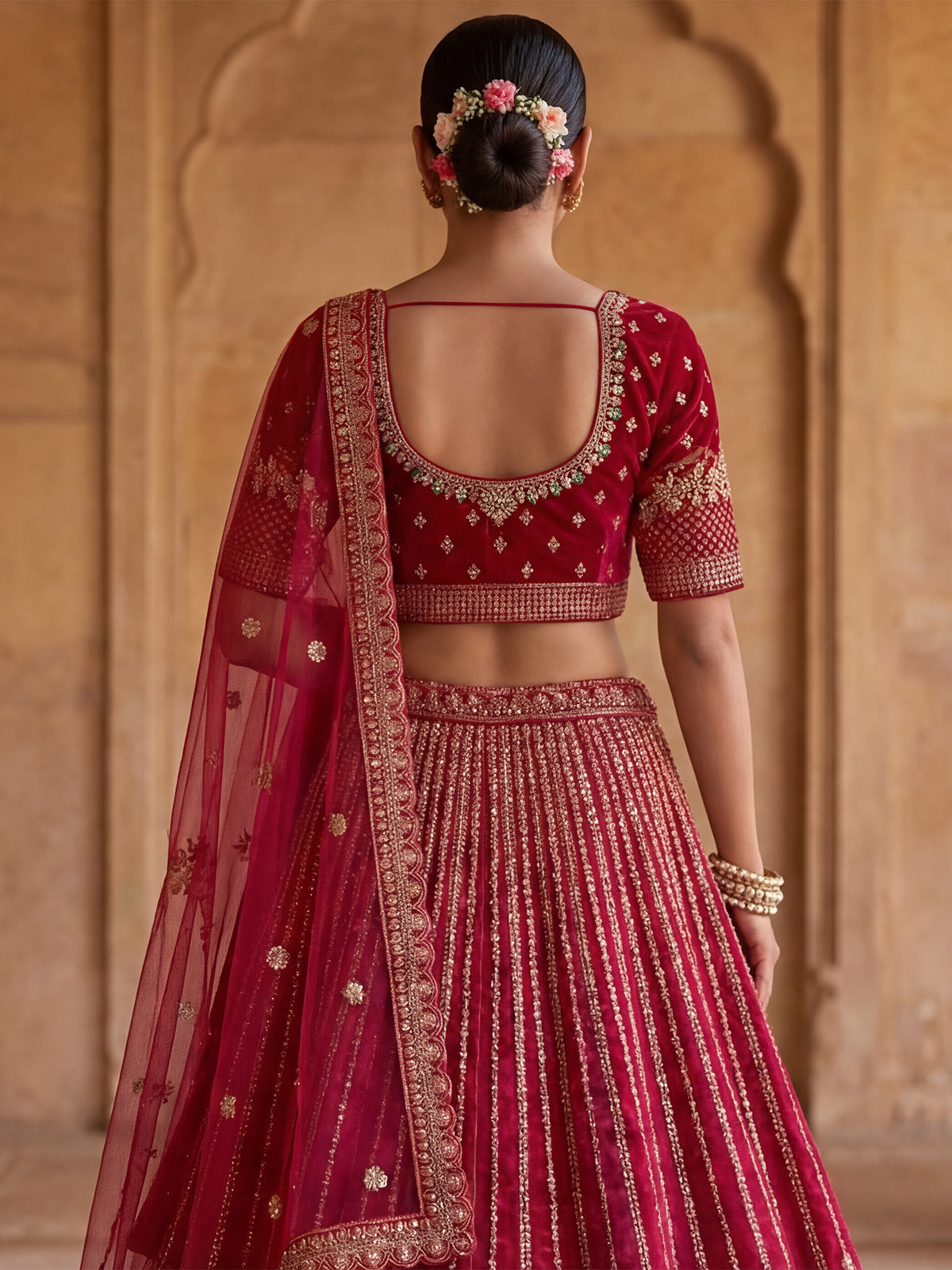Rani pink silk bridal unstitched lehenga choli collection